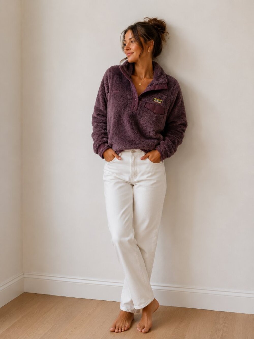 L.L. Bean Plush Teddy Jacket in Dusty Plum